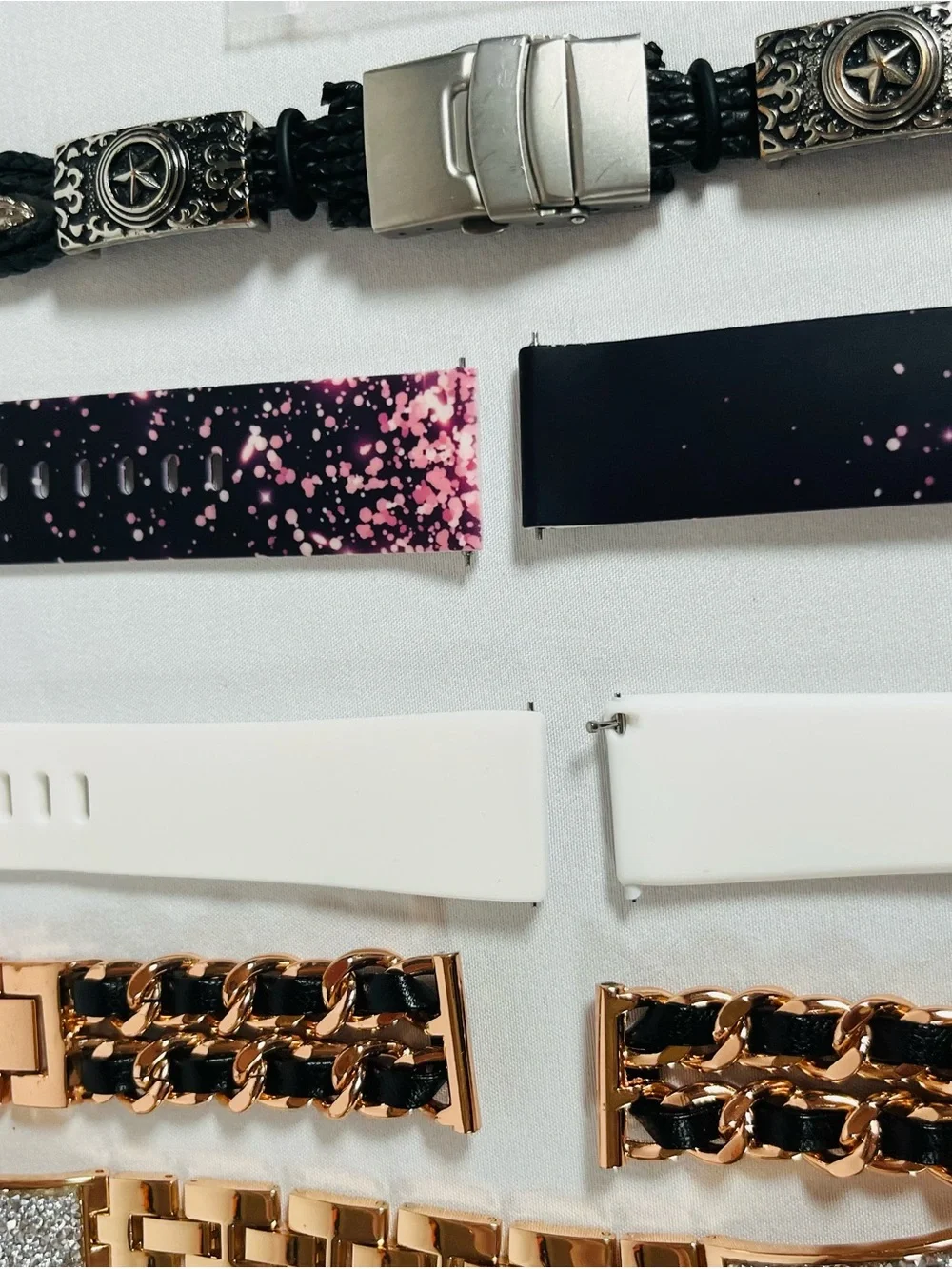 fitbit Versa 2 Rose Gold, White, Black, Pink Watch Band and Bezel Accessory Set